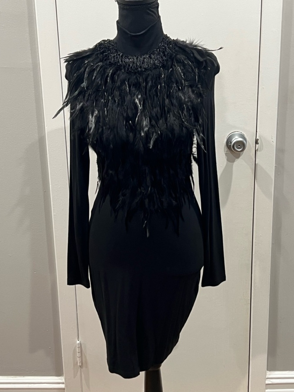 Gracia Black shirt with feathers
